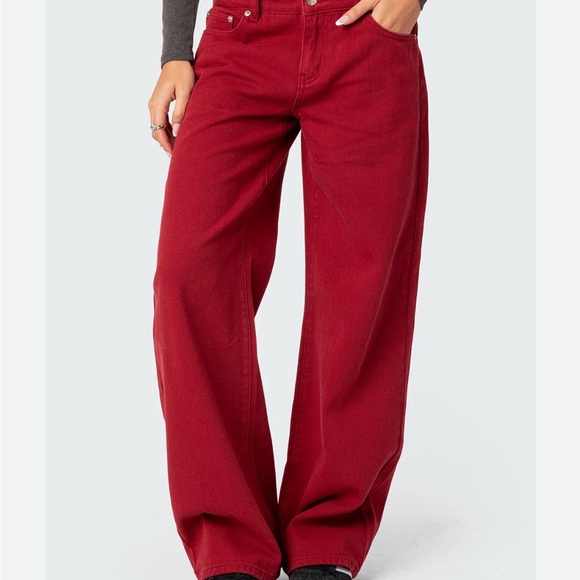 Edikted Red Denim jeans - Picture 2 of 5
